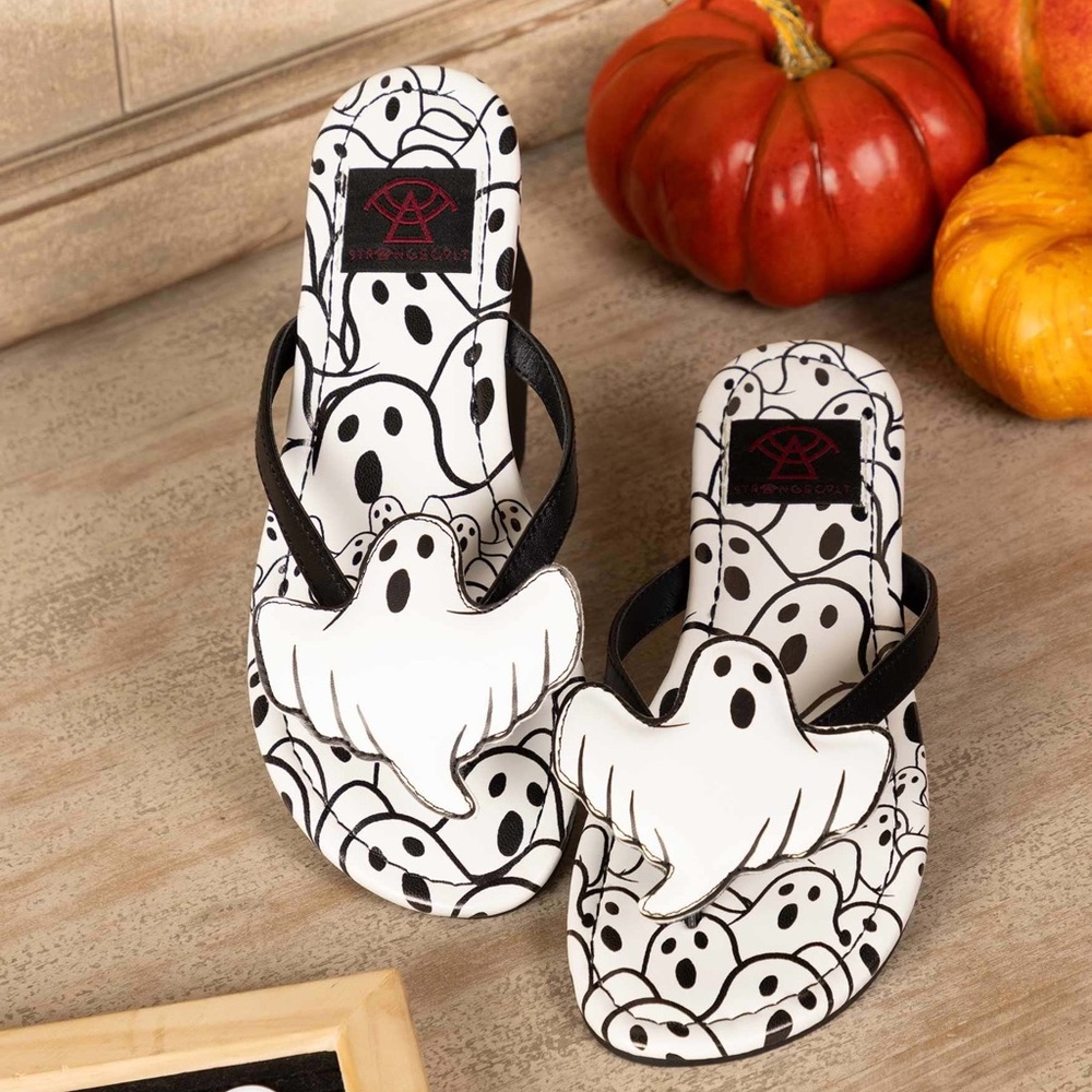 Strange Cult Cvlt Ghost Flip Flops - Betty Phantom Sandals - 9